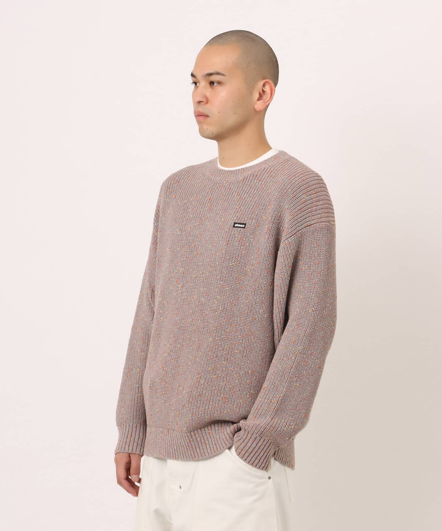atmos Mixed Napped Yarn Crew Sweater PINKの画像