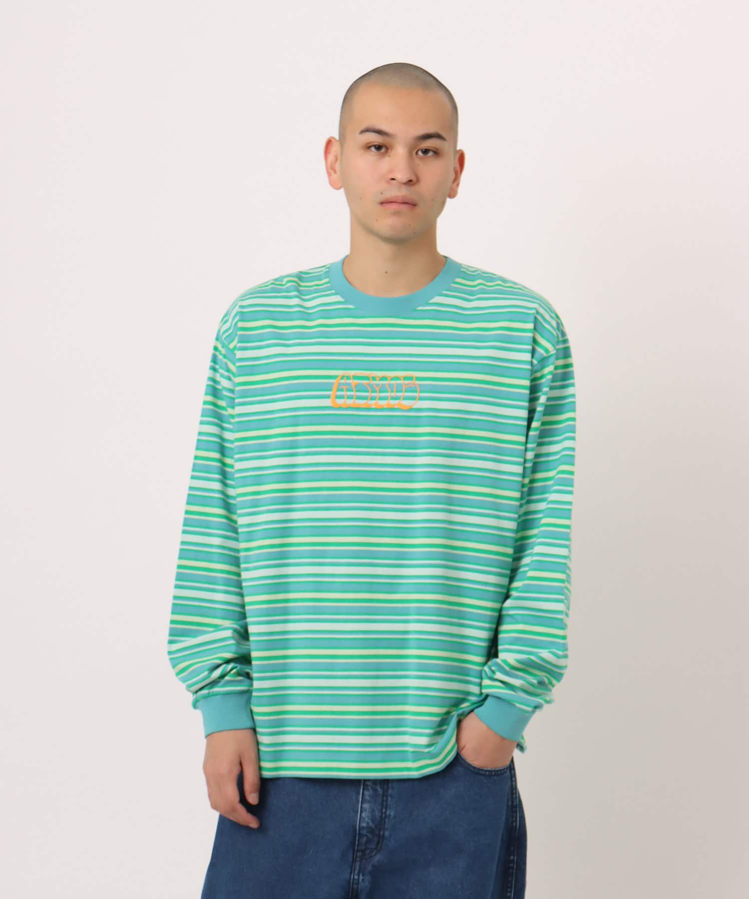 atmos Retro Colorway Border LS T-shirt GREENの画像