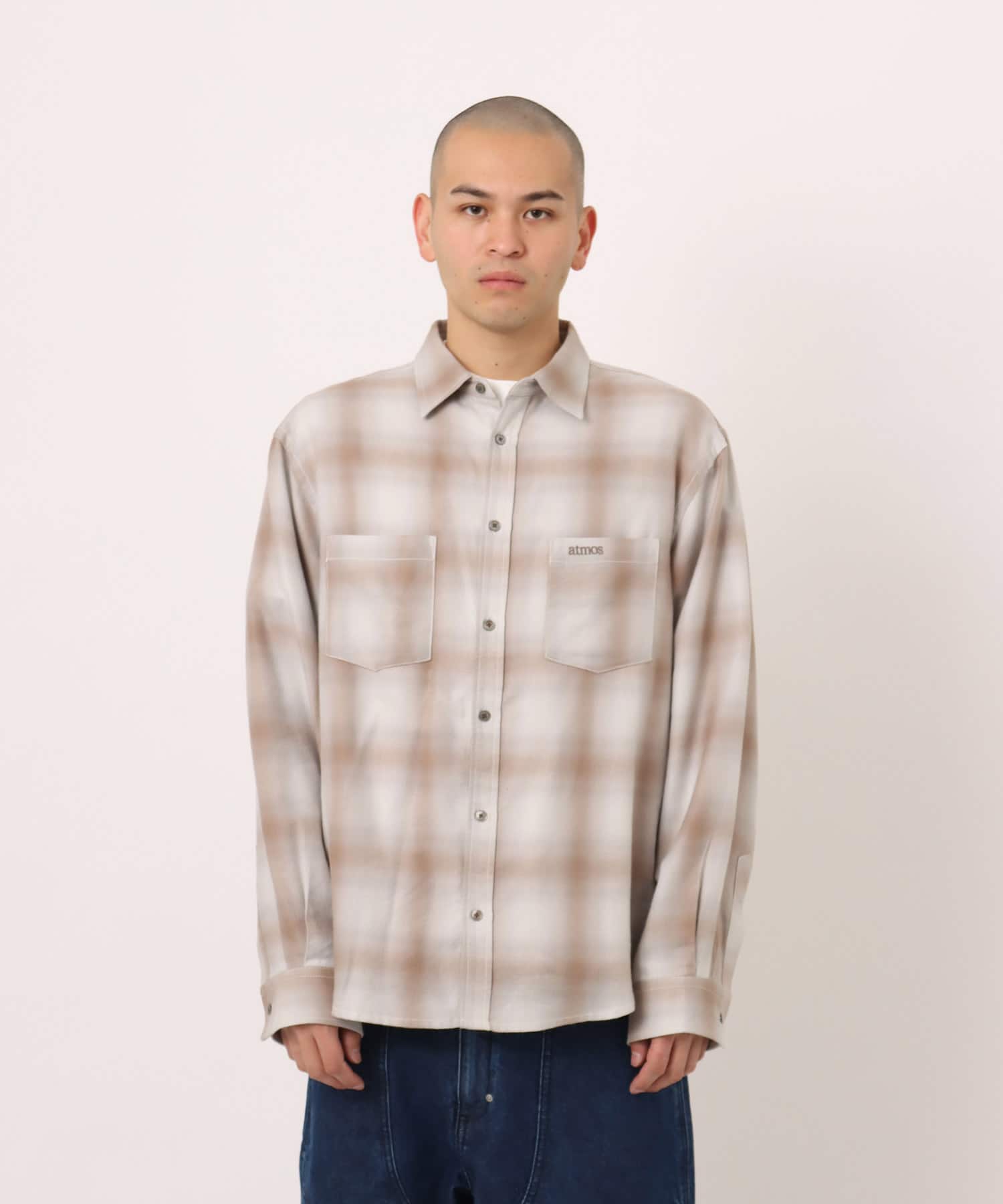 atmos Ombre Check Shirt BEIGEの画像