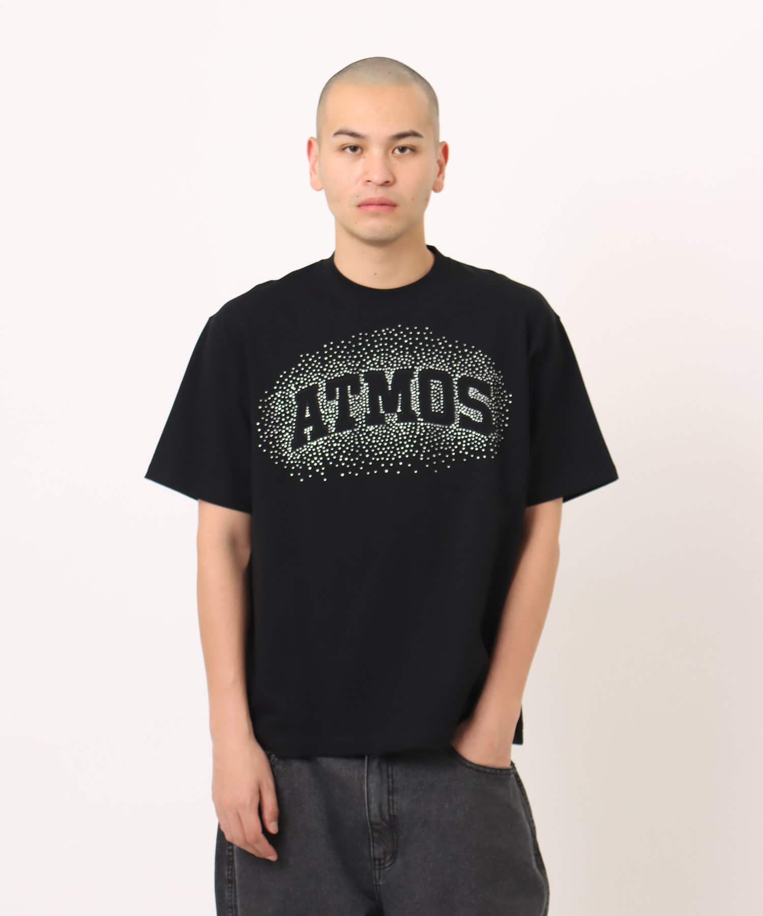 atmos Sequins Logo T-shirt BLACKの画像