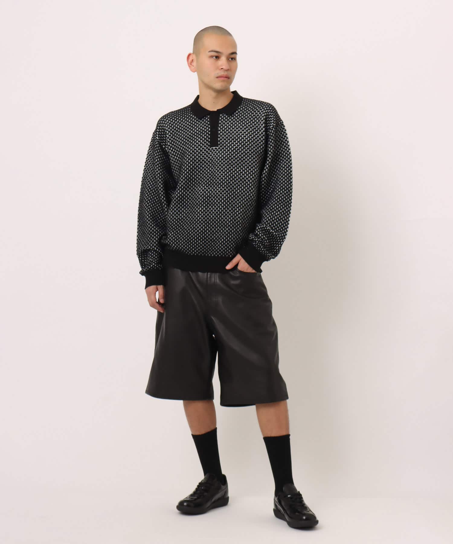 atmos Links Jacquard Polo Shirt BLACKの画像