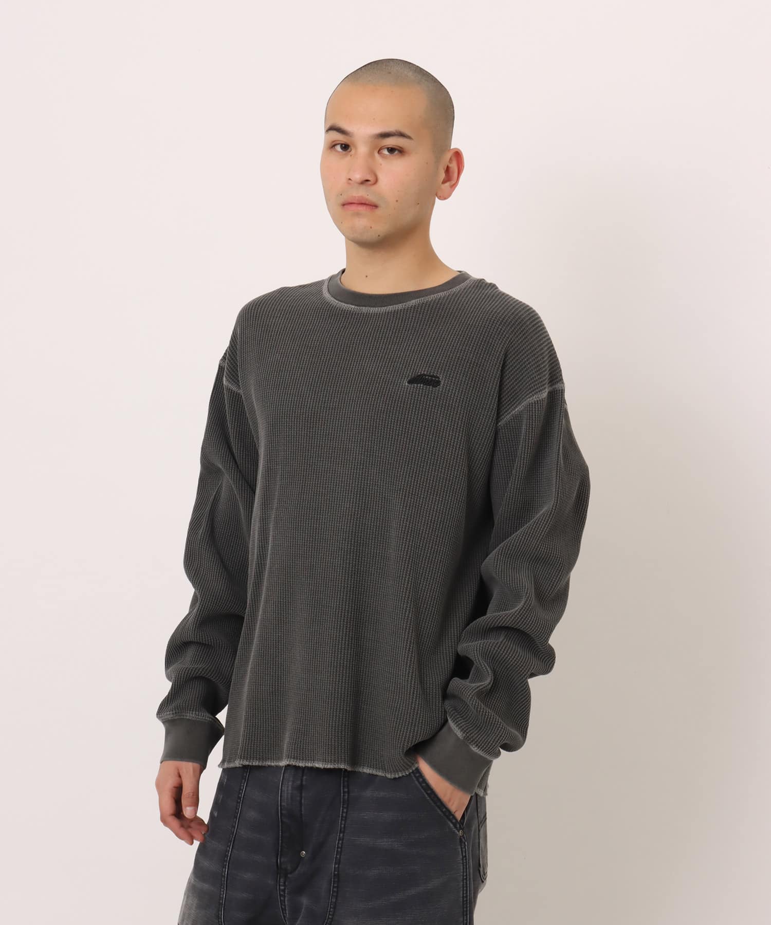 atmos Waffle LS T-shirt LIGHT BLACKの画像