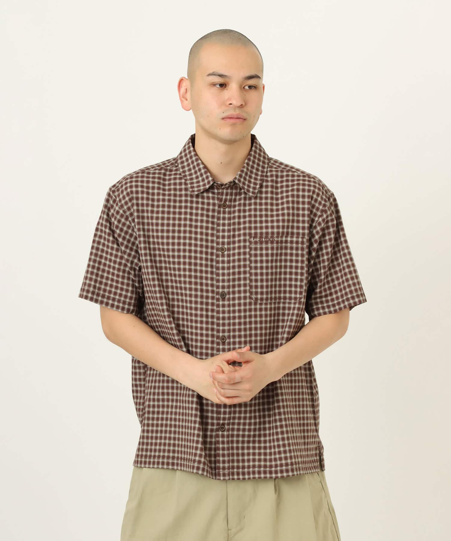 atmos Cotton Dobby Check Shirt BROWNの画像
