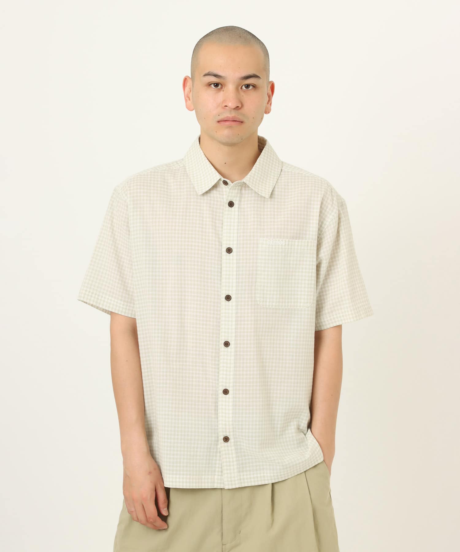 atmos Cotton Dobby Check Shirt WHITEの画像