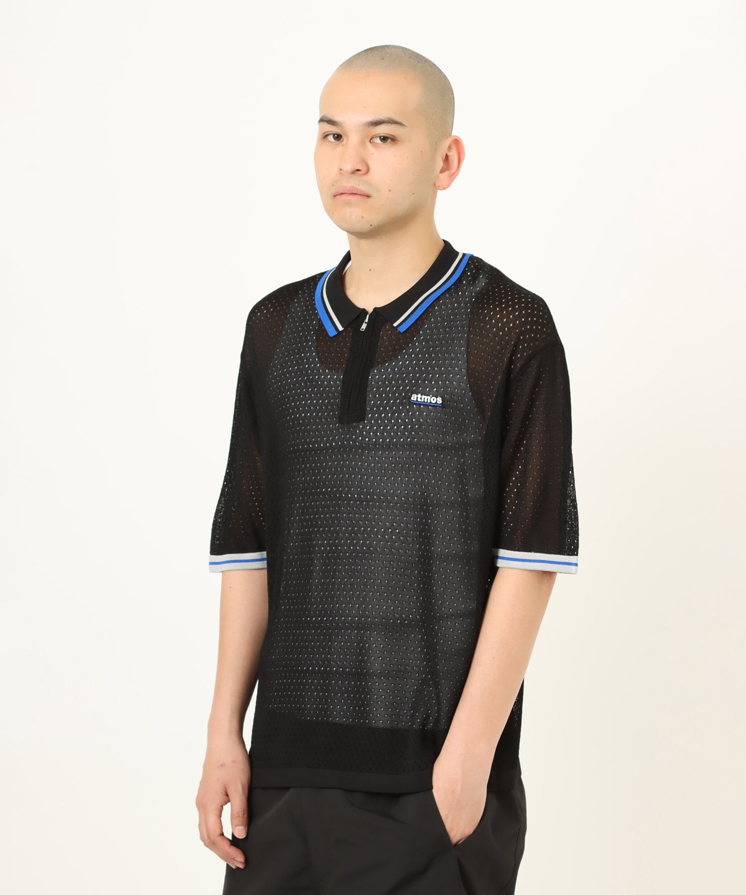 atmos Mesh Polo Shirt BLACKの画像