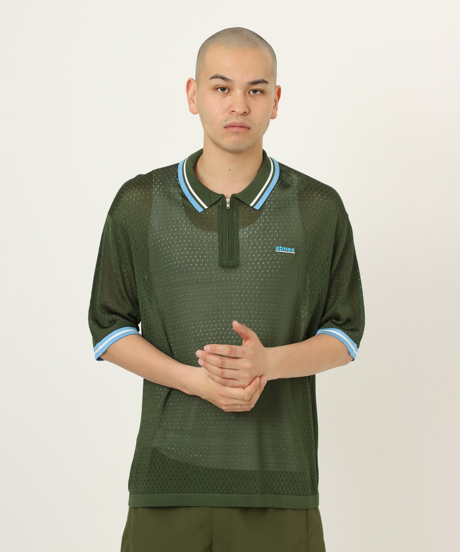 atmos Mesh Polo Shirt KHAKIの画像