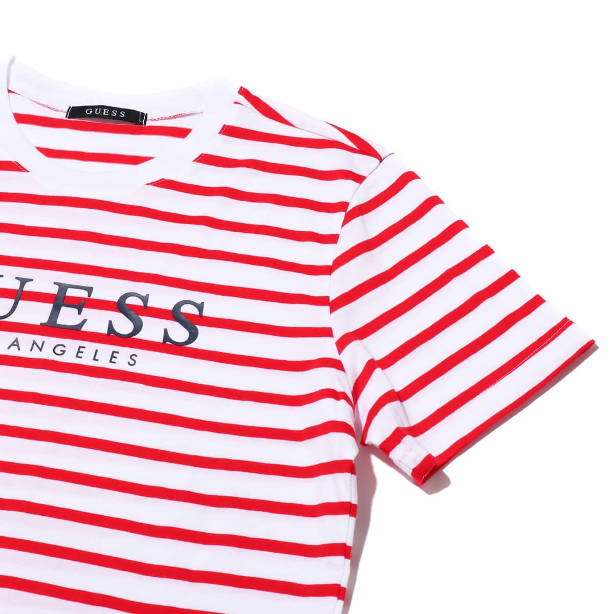 GUESS MEN'S S/SLV BORDER TEE SHIRT  REDの画像