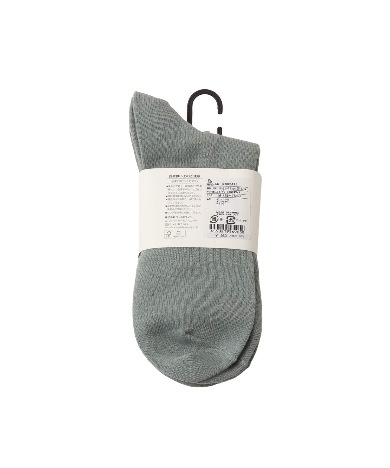 THE NORTH FACE TNF Jacquard Logo 3P Crew メルドグレーxTNFホワイトの画像