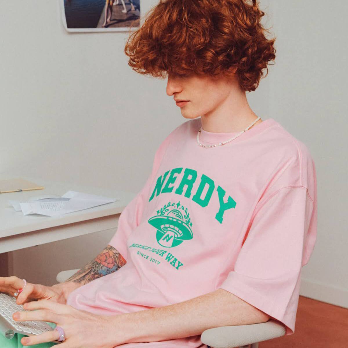 NERDY Campus 1/2 Sleeve T-shirt PINK 22SU-Iの画像