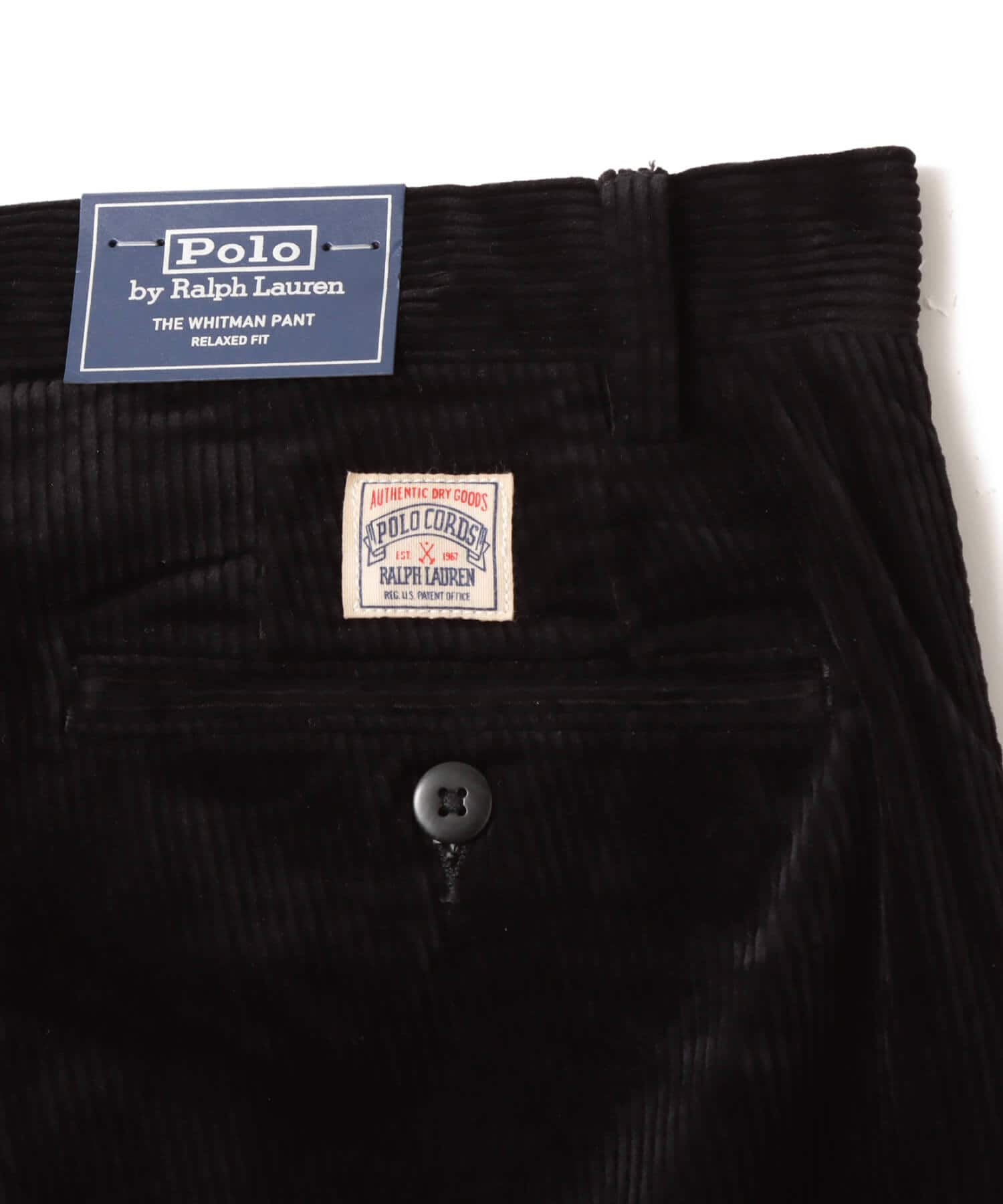 POLO RALPH LAUREN RALAXED FIT CORDUROY WHITMAN CHINO PLEATED PANTS POLO BLACKの画像