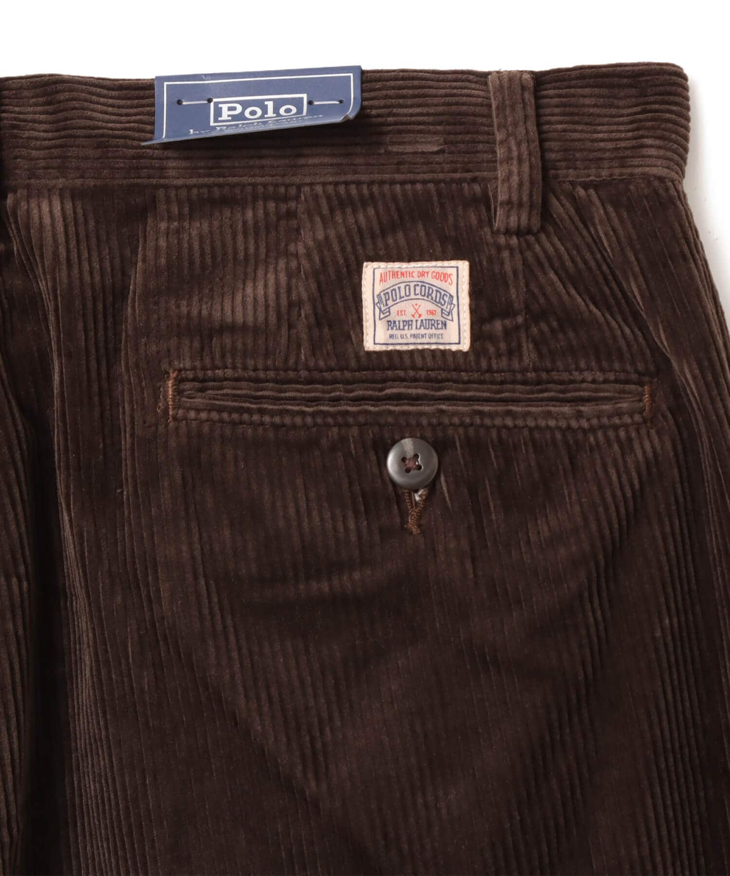 POLO RALPH LAUREN RALAXED FIT CORDUROY WHITMAN CHINO PLEATED PANTS MADISON BROWN Xの画像