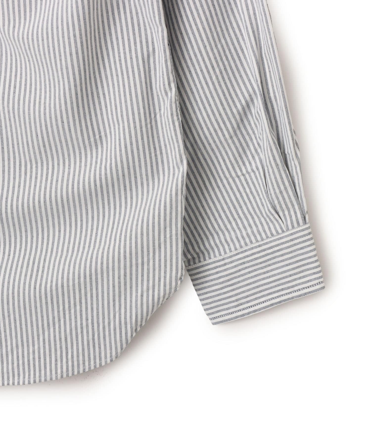 nanamica Button Down Stripe Wind Shirt Navyの画像