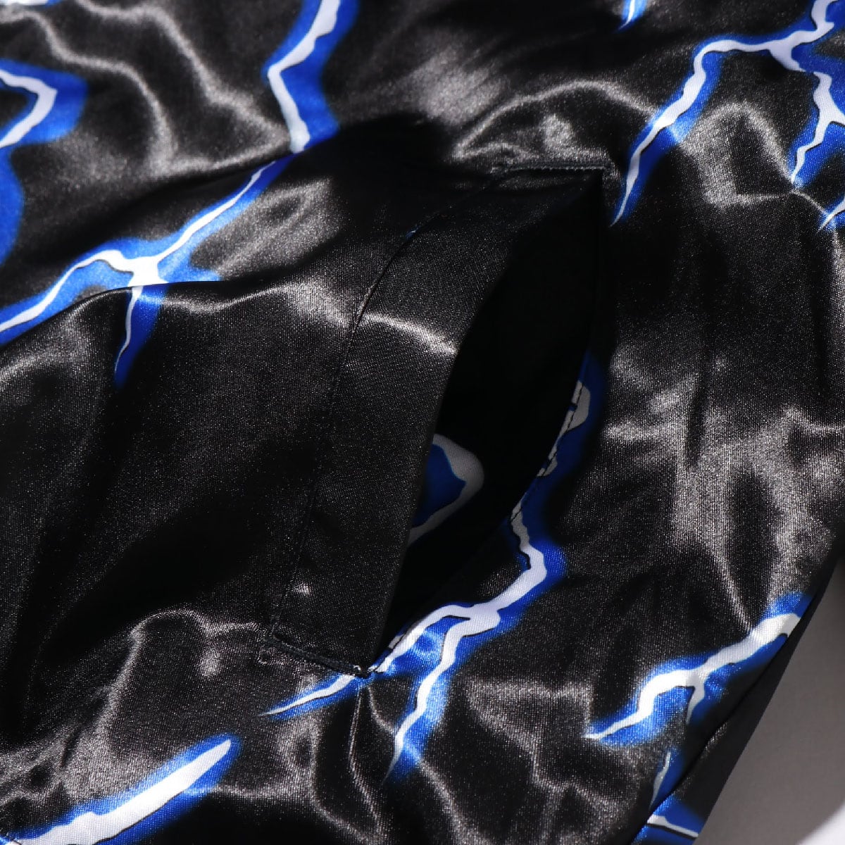 Mitchell & Ness LIGHTNING SATIN JACKET/CHICAGO BULLS PATTERN/BLACK 19FW-Sの画像