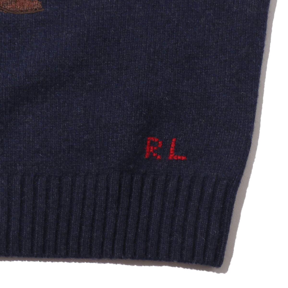 POLO RALPH LAUREN DENIM BEAR-LONG SLEEVE-SWEATER NAVY 18HO-Iの画像
