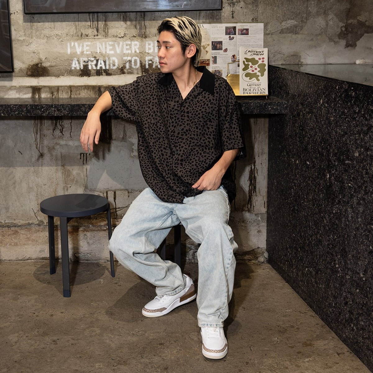 TOKYO 23 Leopard Open Collar Shirt GRAY の画像