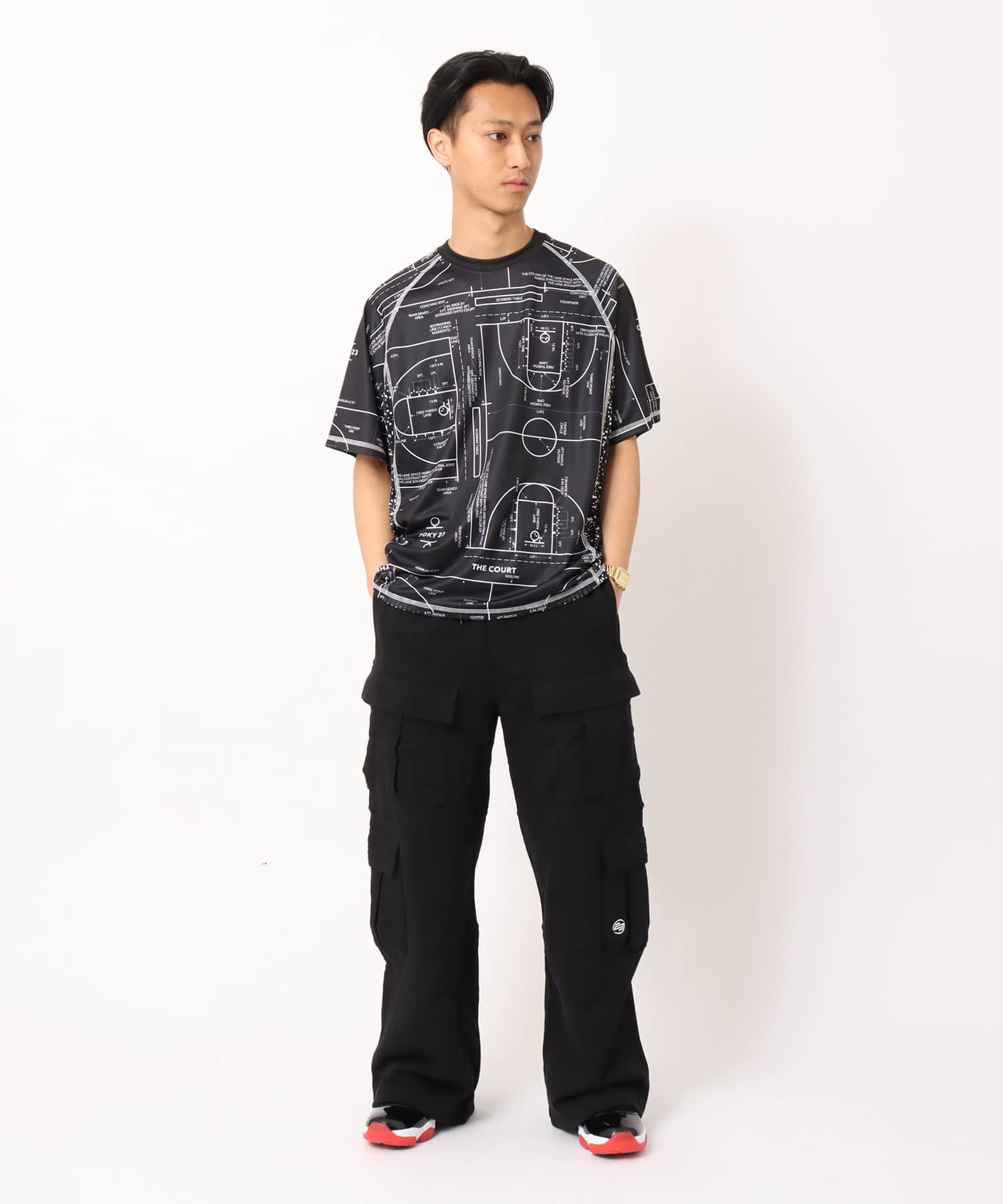TOKYO 23 Court Map Print T-shirt BLACKの画像