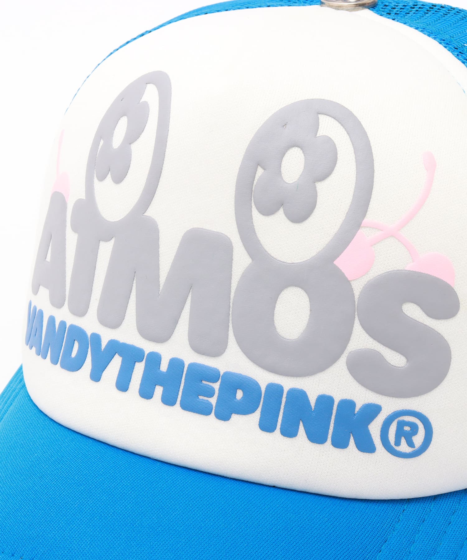 VANDYTHEPINK x ATMOS Cherry Trucker Mesh Cap BLUEの画像