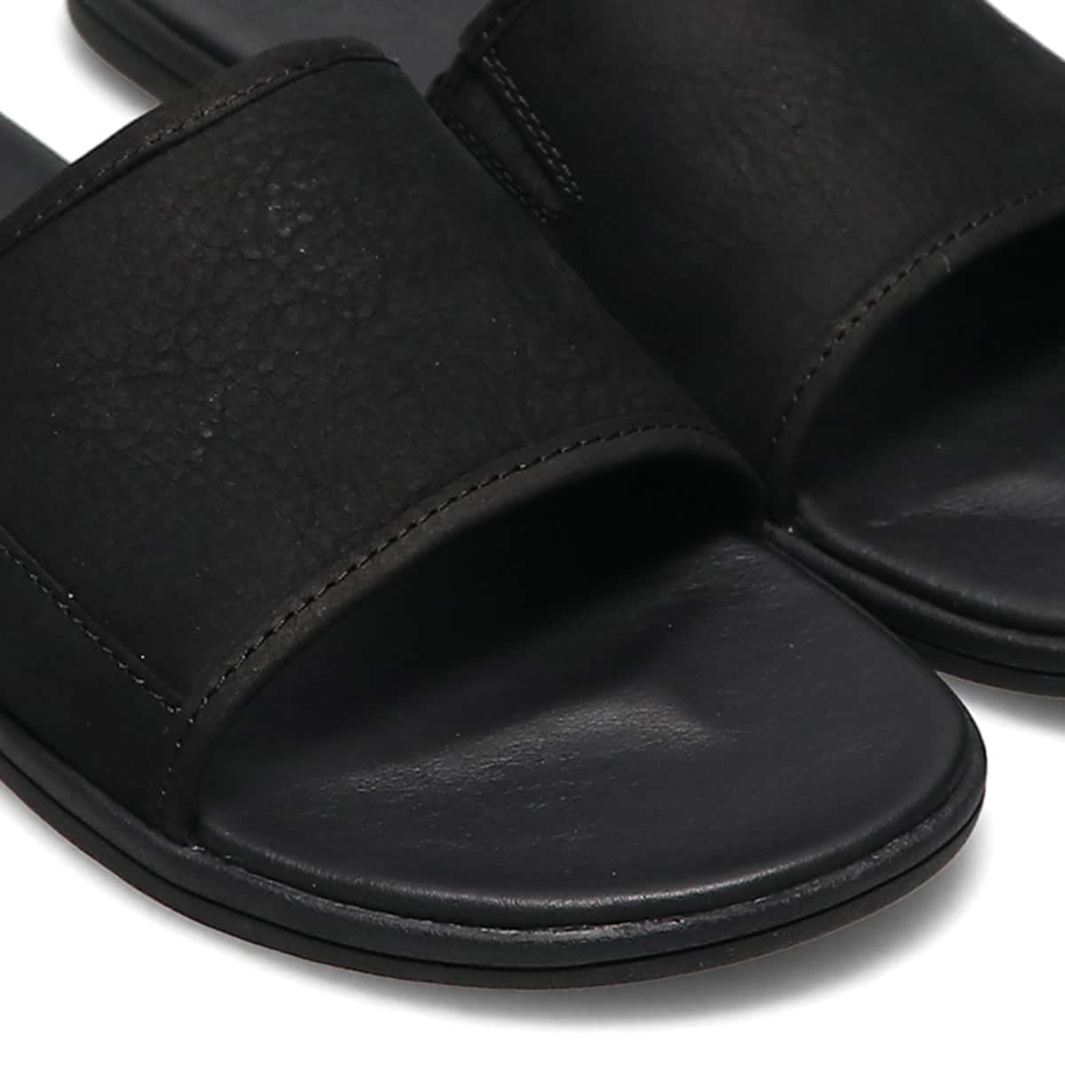 UGG M SEASIDE SLIDE BLACK LEATHER 22SS-I