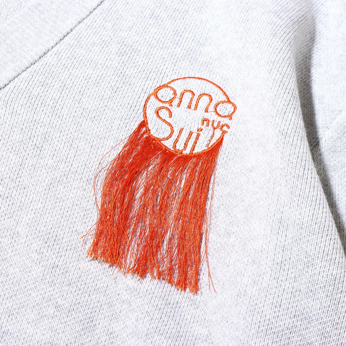 ANNA SUI NYC ロゴ刺繍 ドロップヤーン ニットカーデ GRAY 22FA-I