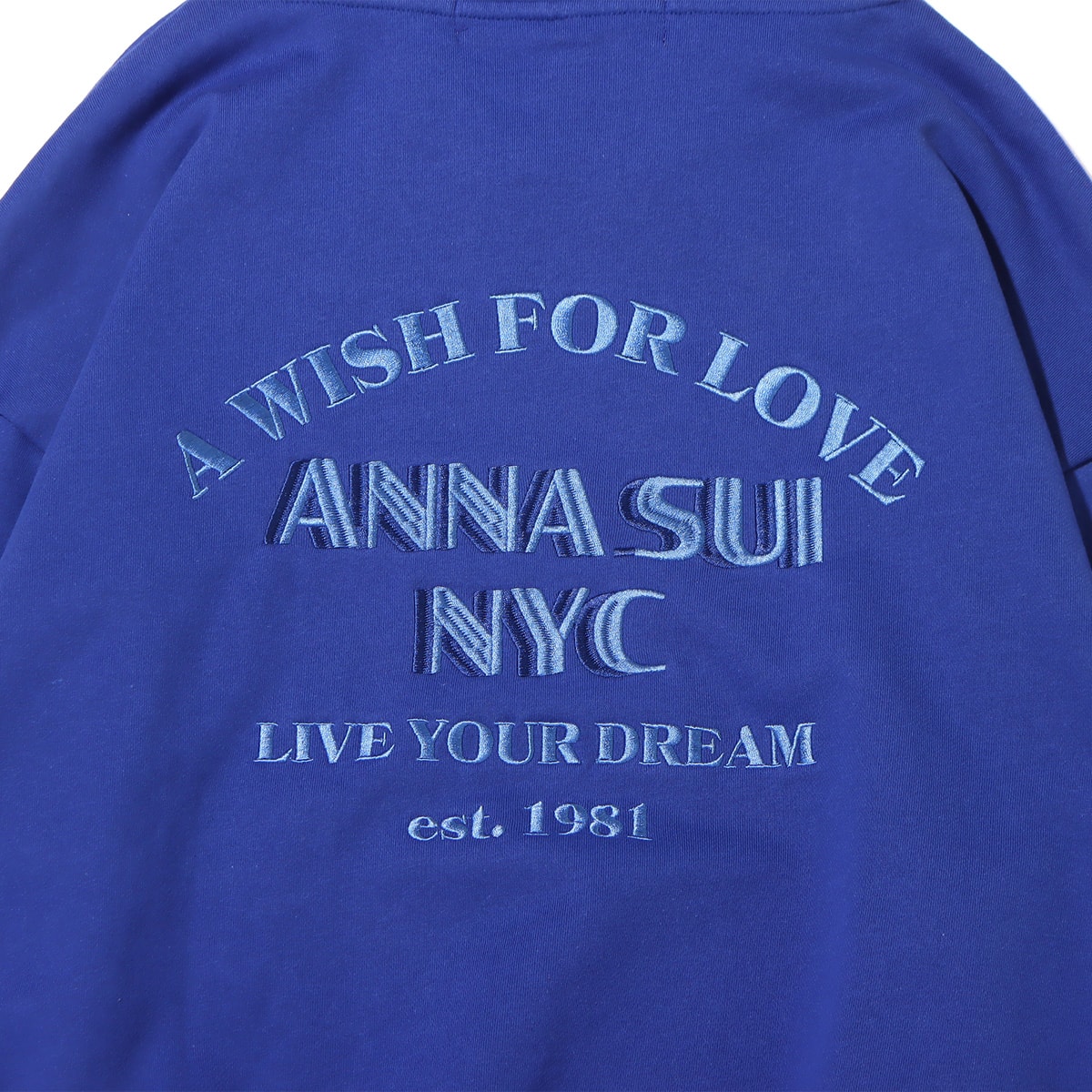 ANNA SUI NYC バック3D シシュウフーディ BLUE 22FA-I