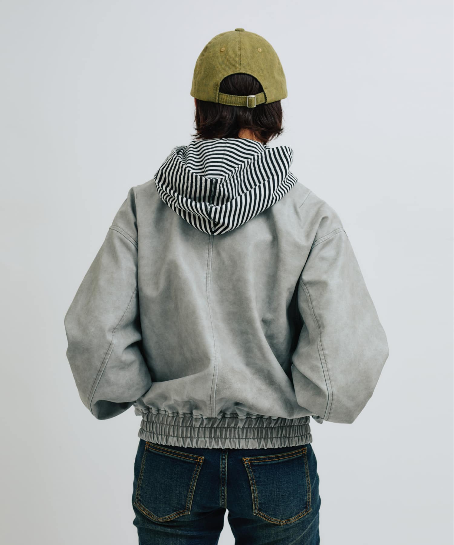 atmos pink Faux Leather Jacket GRAYの画像