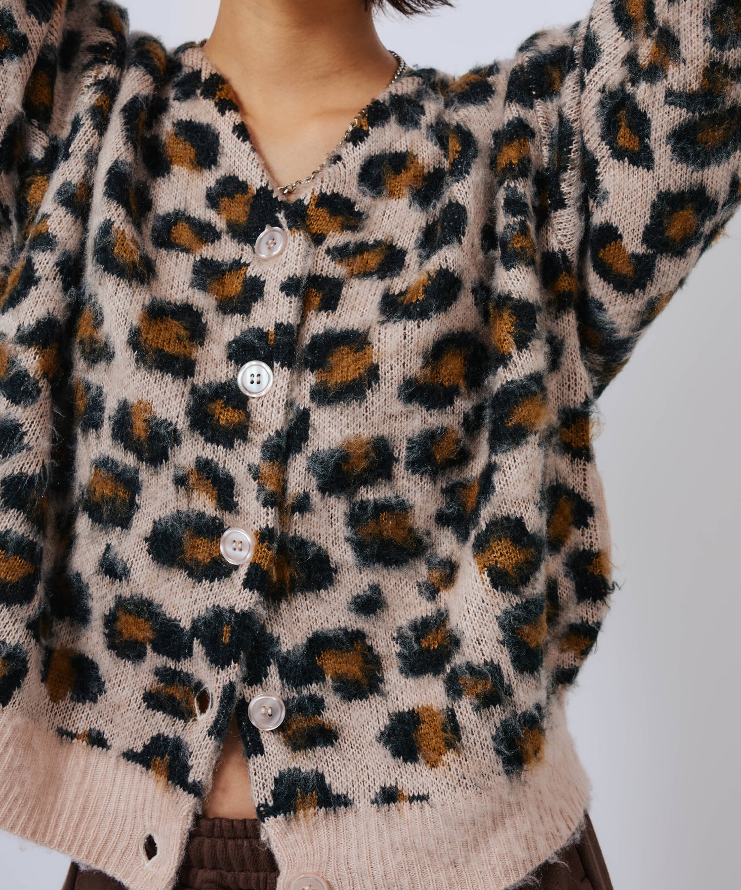 atmos pink Leopard Knit Cardigan PINKの画像