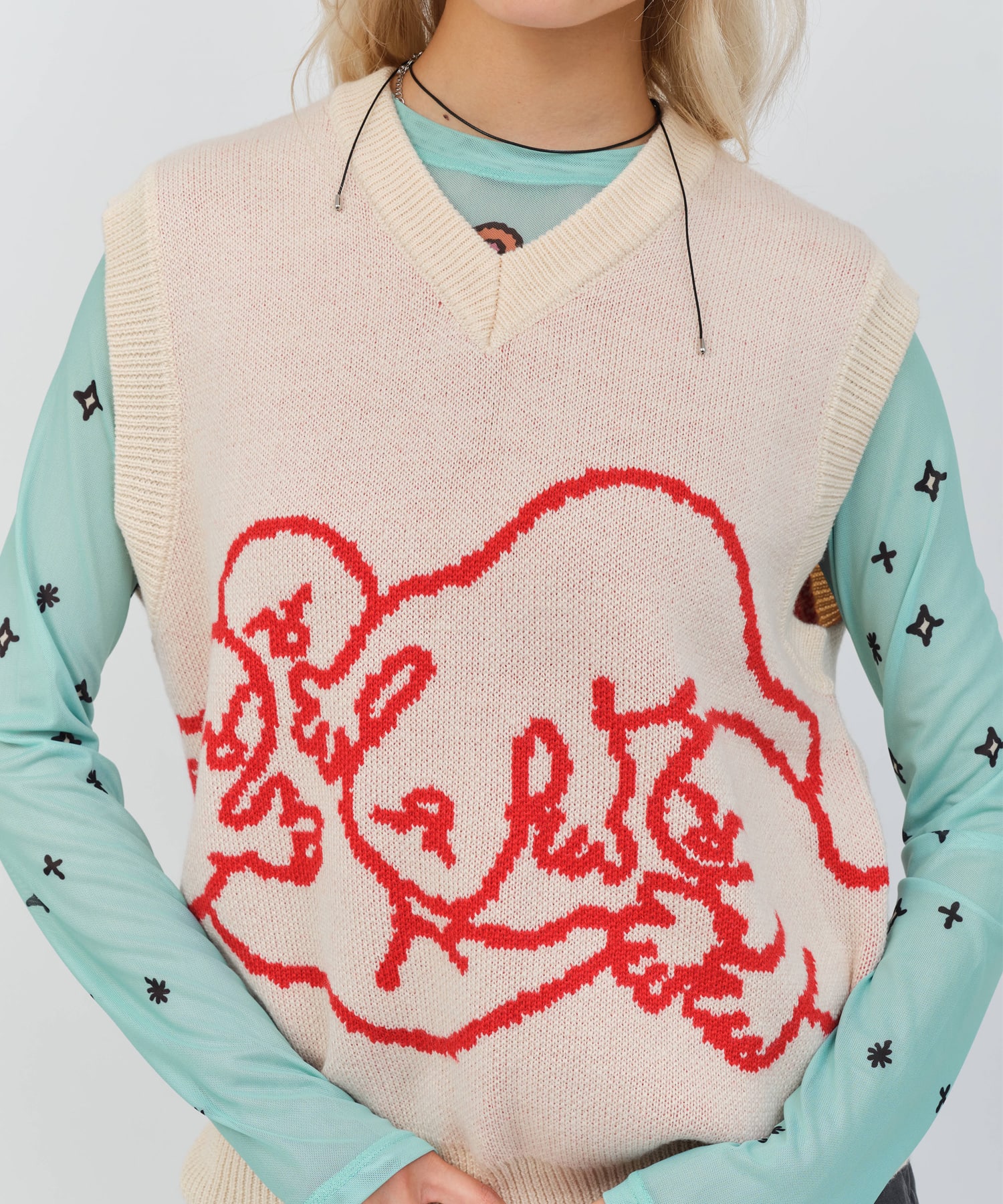 MARIA SAKURAI x atmos pink Ghost Knit Vest BEIGEの画像
