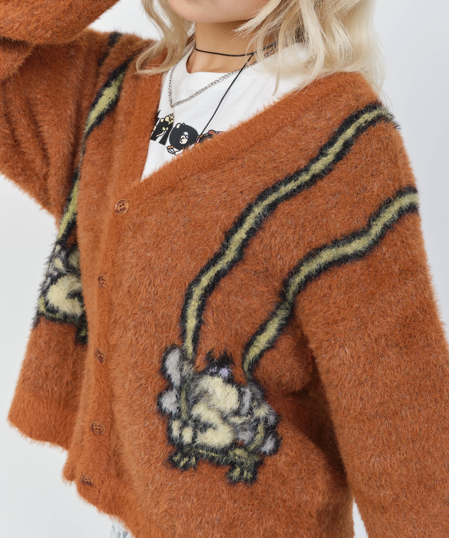 MARIA SAKURAI x atmos pink ブランコ Knit Cardigan BROWNの画像