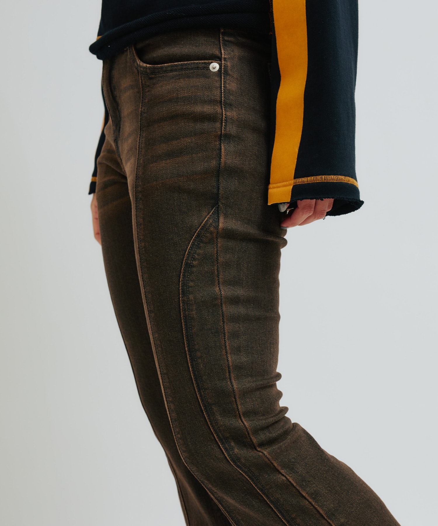 atmos pink Flare Denim Pants BROWNの画像