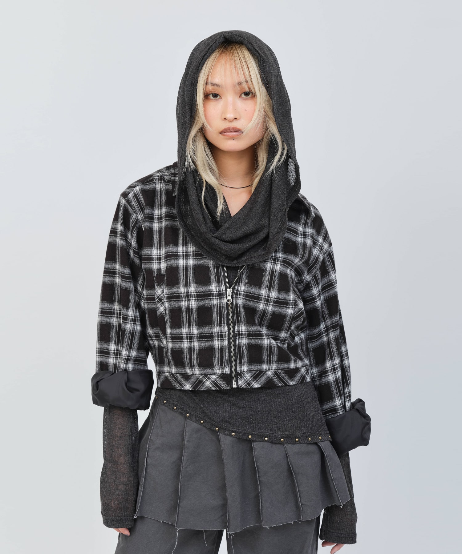 atmos pink Plaid Jacket BLACKの画像