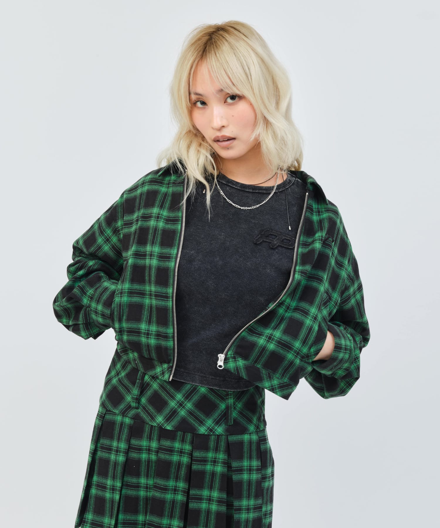 atmos pink Plaid Jacket GREENの画像