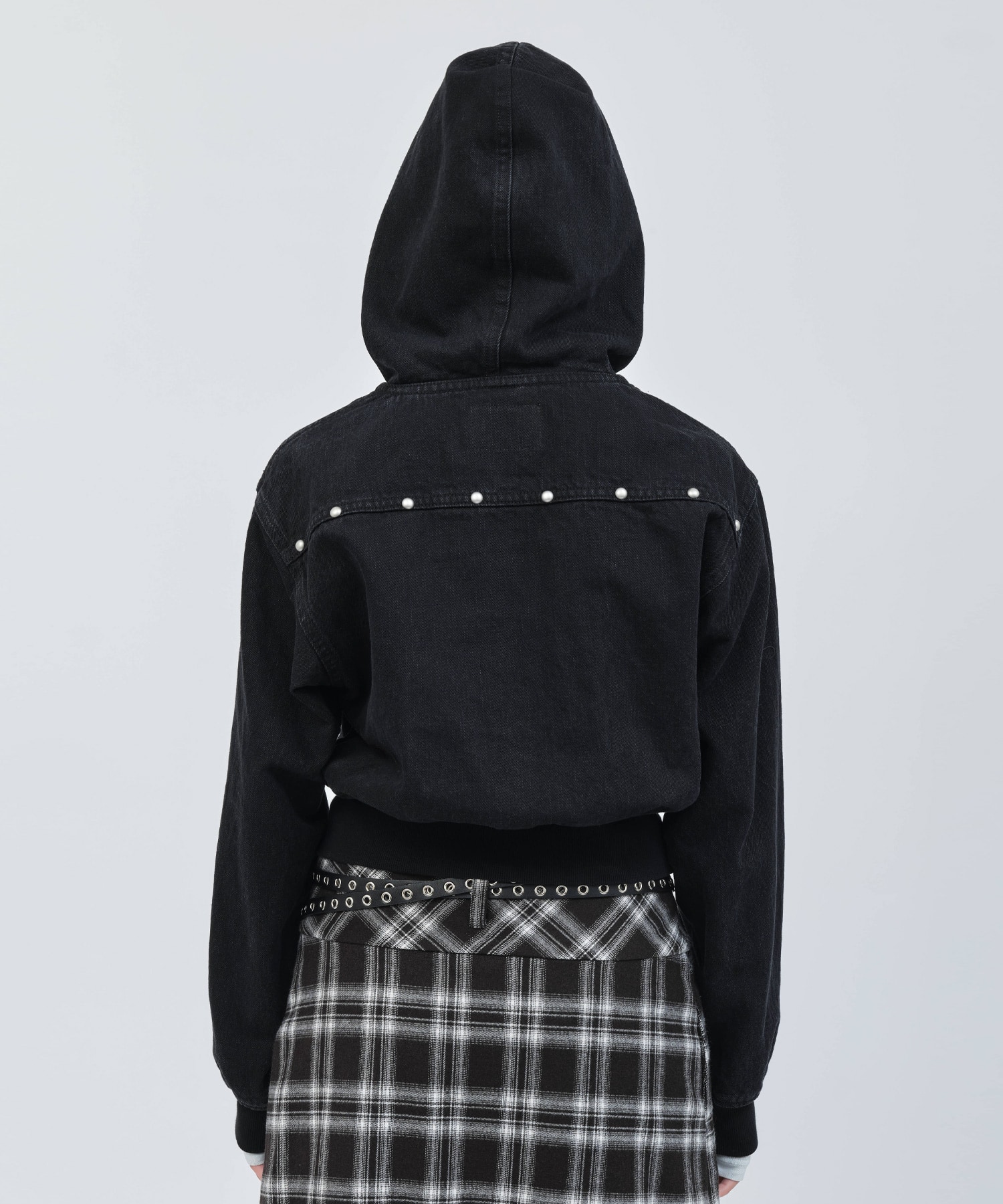 atmos pink Studs Denim Hoodie BLACKの画像
