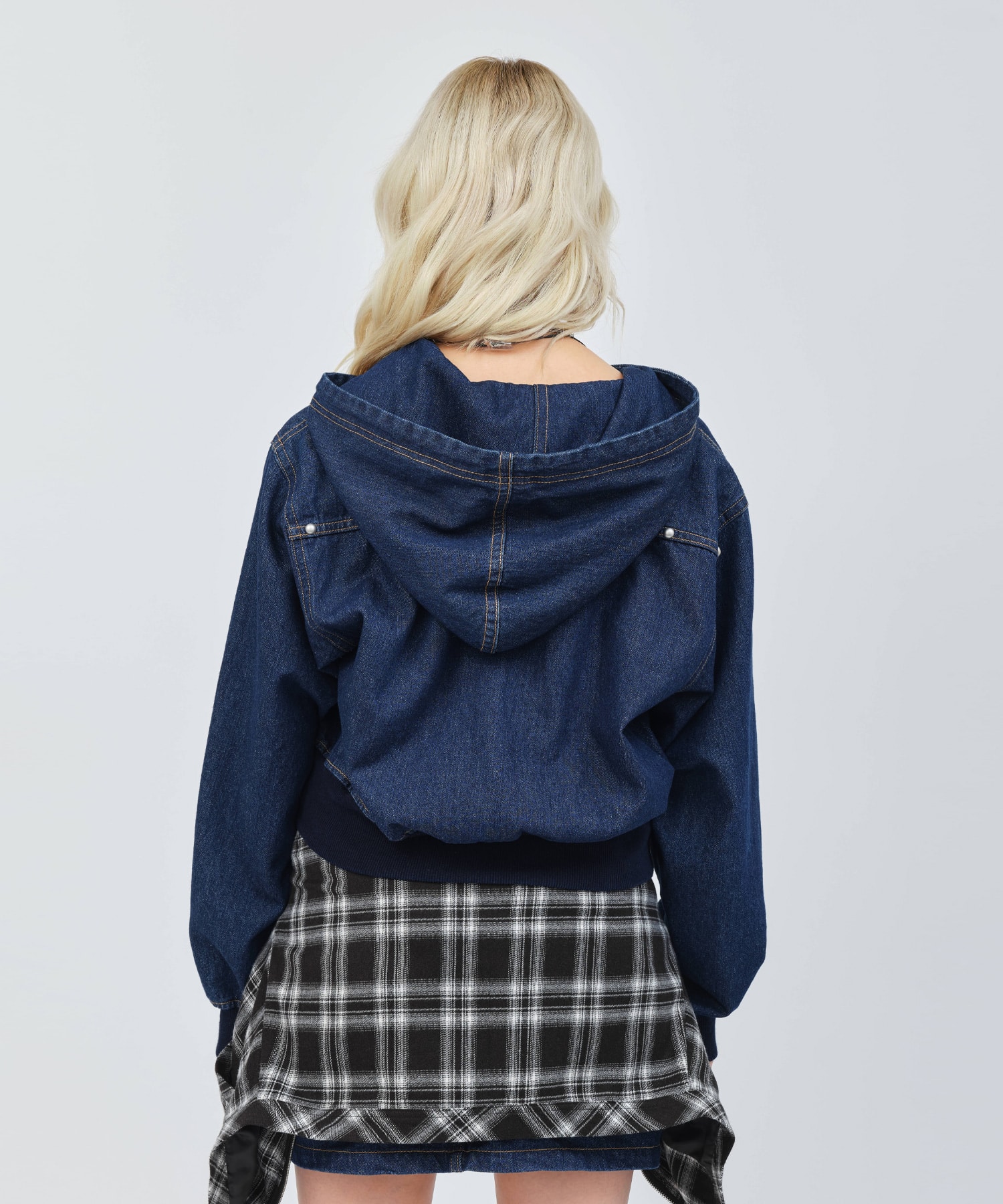 atmos pink Studs Denim Hoodie BLUEの画像