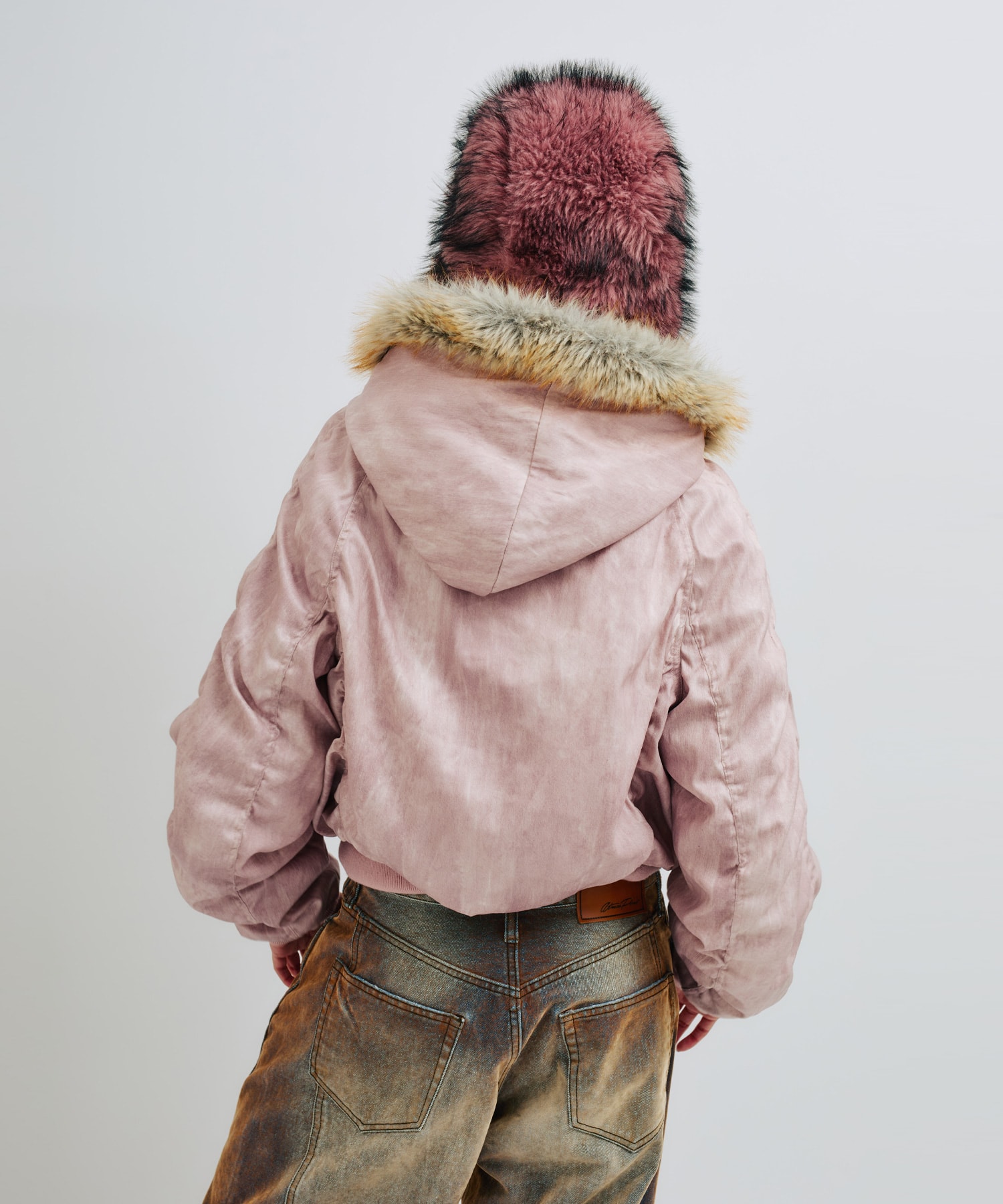 atmos pink Faux Fur Hooded Jacket PINKの画像