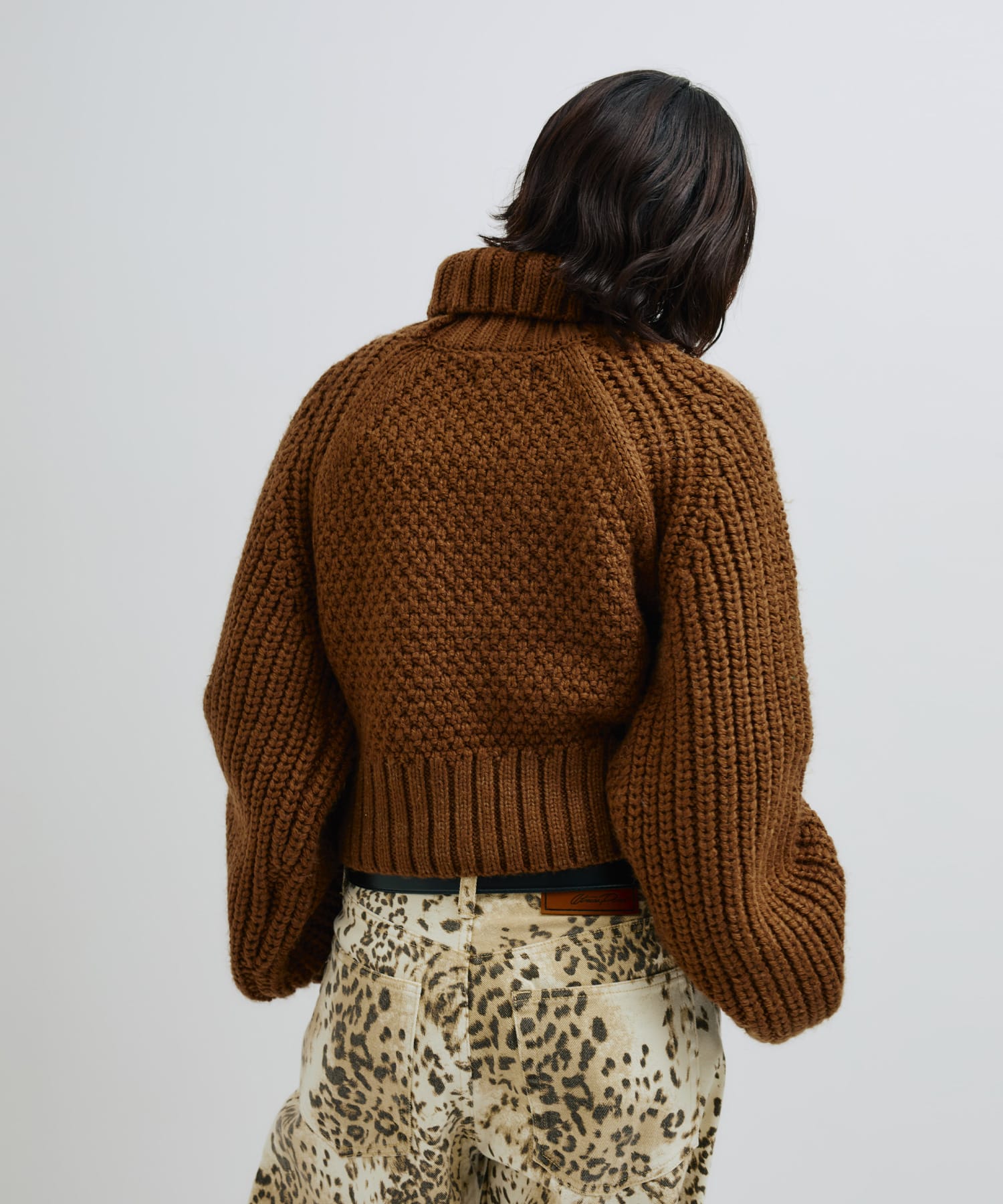 atmos pink Slit Cable Knit Tops BROWNの画像