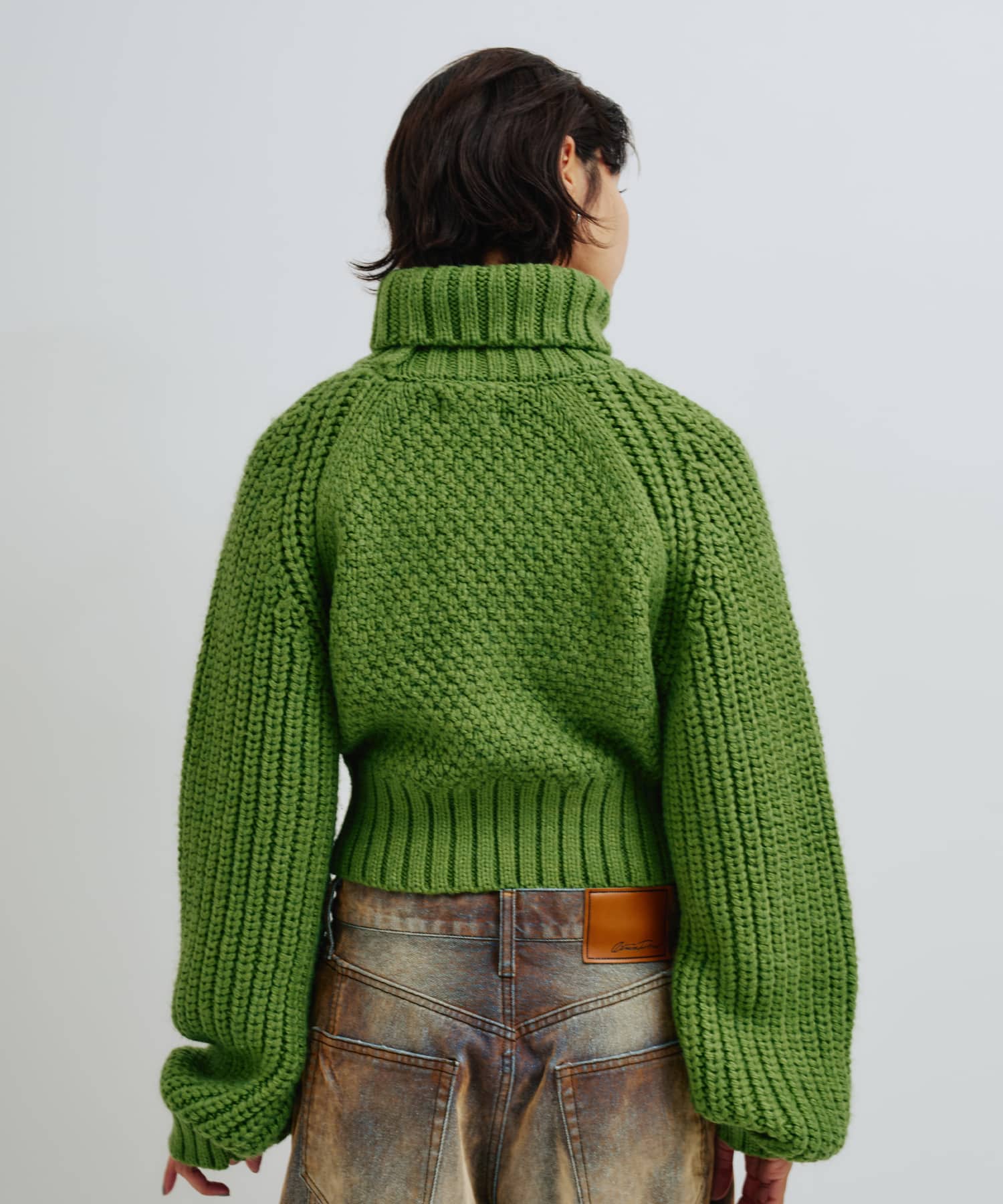 atmos pink Slit Cable Knit Tops GREENの画像