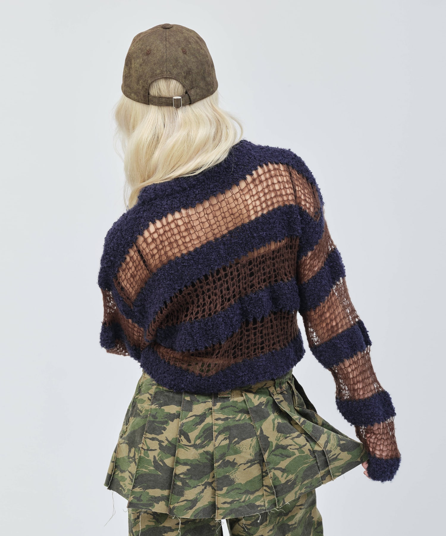 atmos pink Border Knit Top NAVYの画像