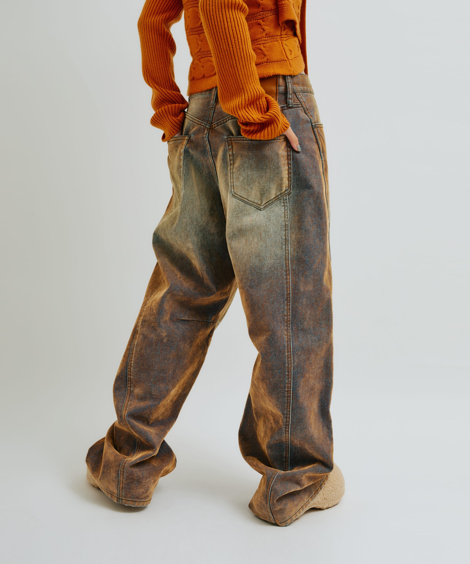 atmos pink Flocky Denim Pants BRONZEの画像