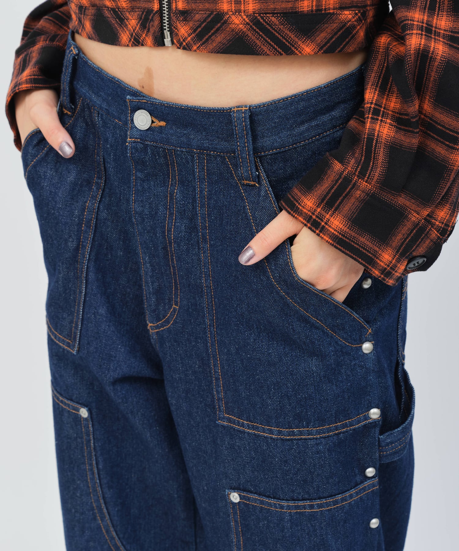 atmos pink Studs Denim Pants BLUEの画像