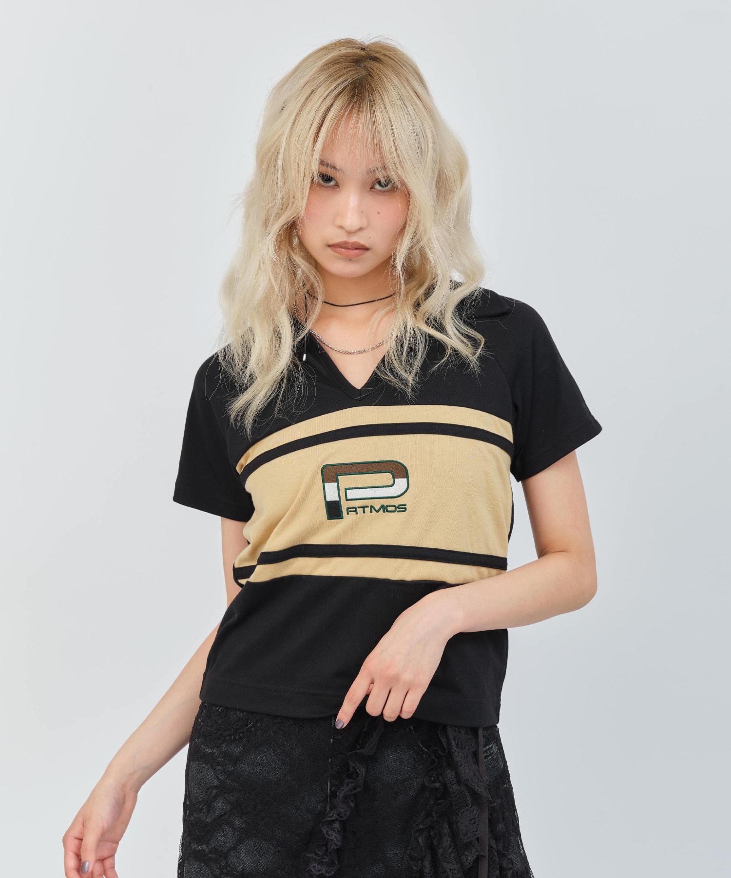 atmos pink Rugger Polo Shirt BLACKの画像