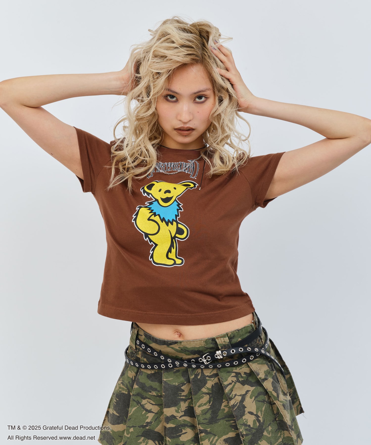 atmos pink Grateful Dead Mini T-shirt BROWNの画像