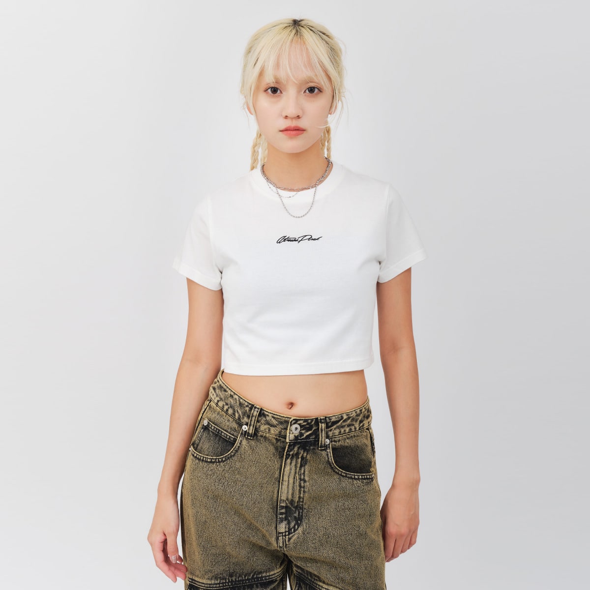 atmos pink Classic Embroidery Logo Short T-shirt WHITEの画像