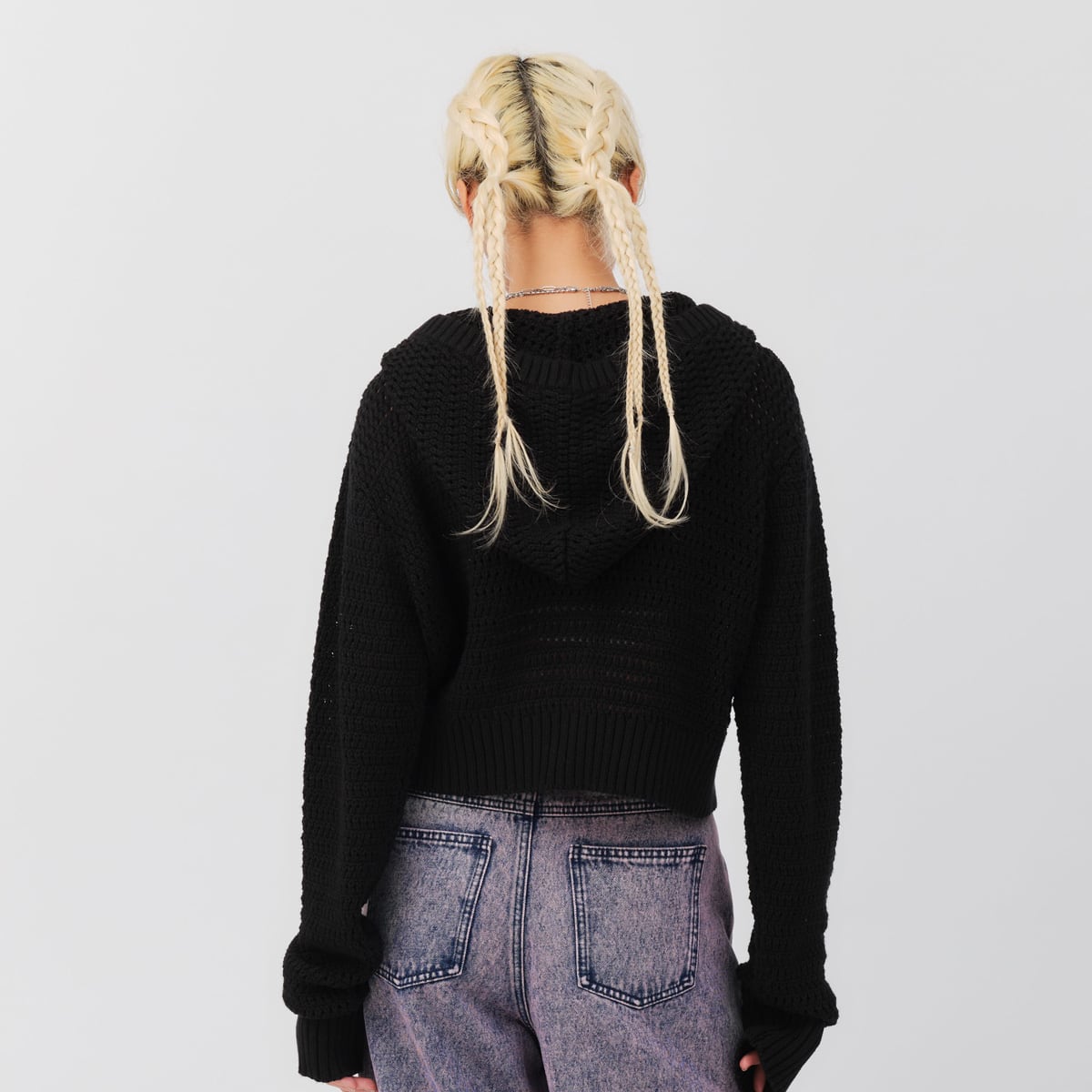 atmos pink Hoodie Knit Cardigan BLACKの画像