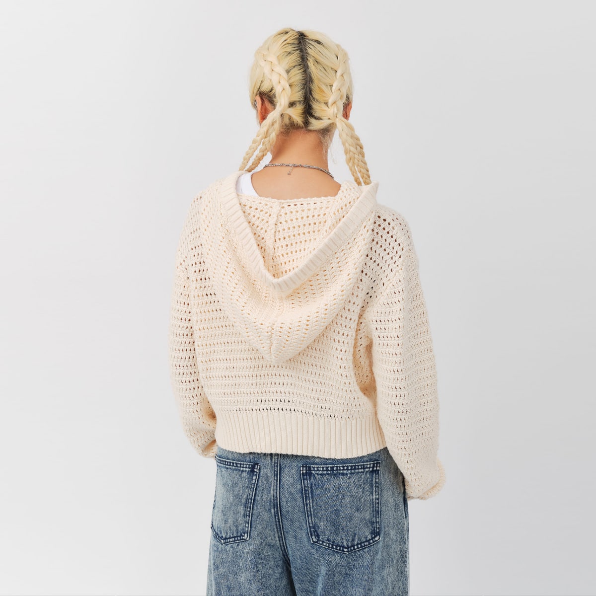 atmos pink Hoodie Knit Cardigan IVORYの画像
