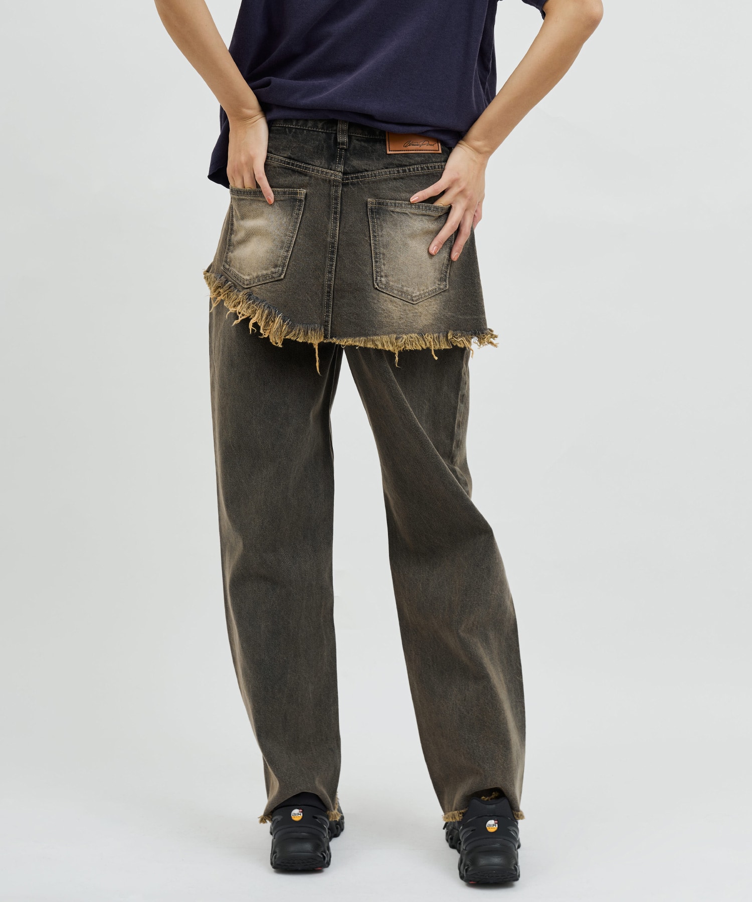 atmos pink Layered Denim Pants BLACKの画像
