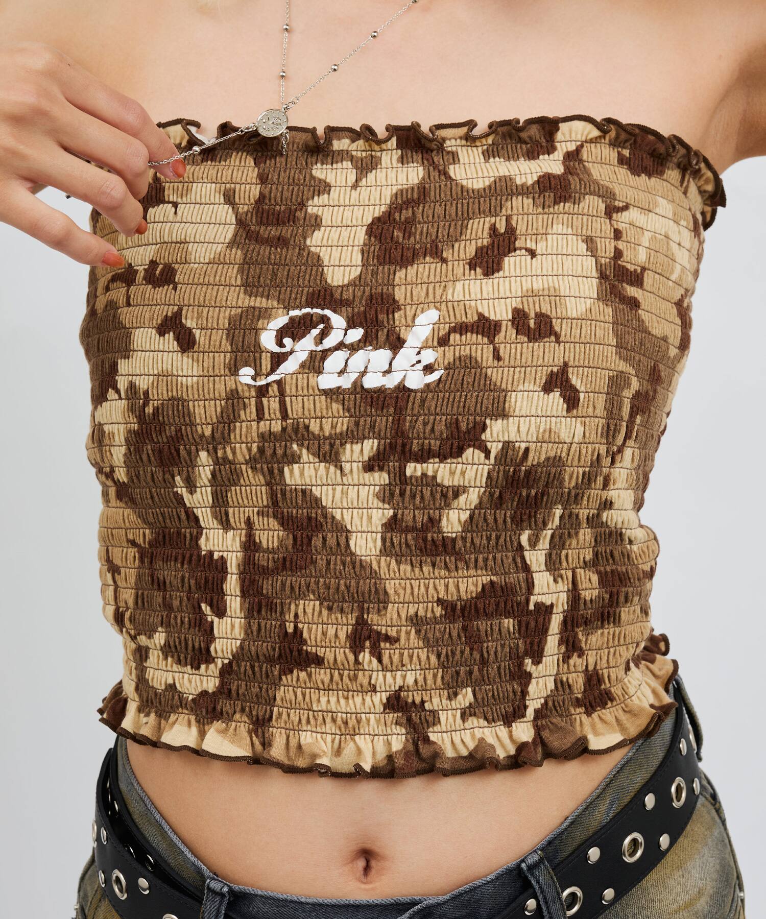 atmos pink Camouflage Shirring Baretop CAMOUFLAGE BROWNの画像