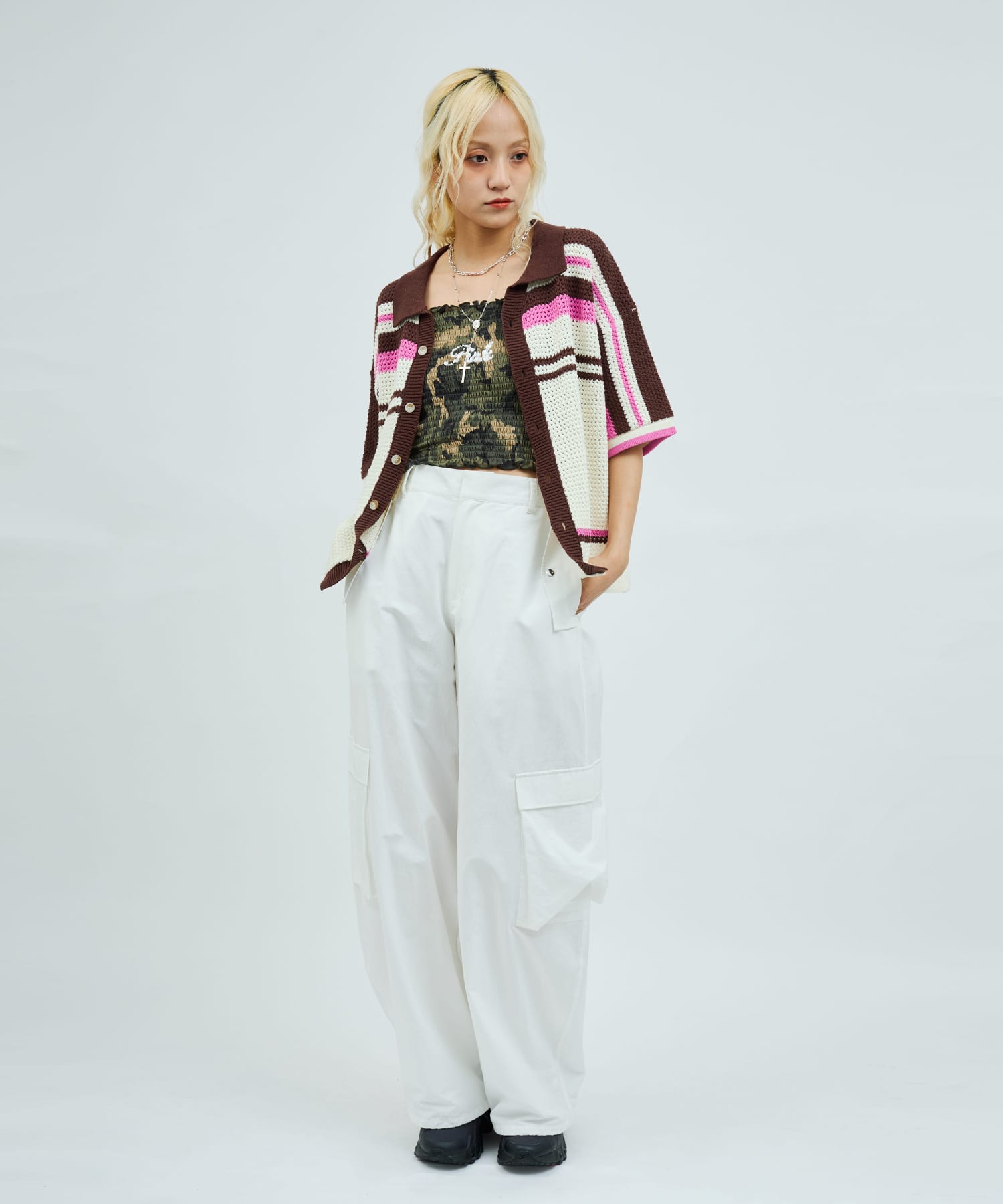atmos pink Camouflage Shirring Baretop CAMOUFLAGE KHAKIの画像