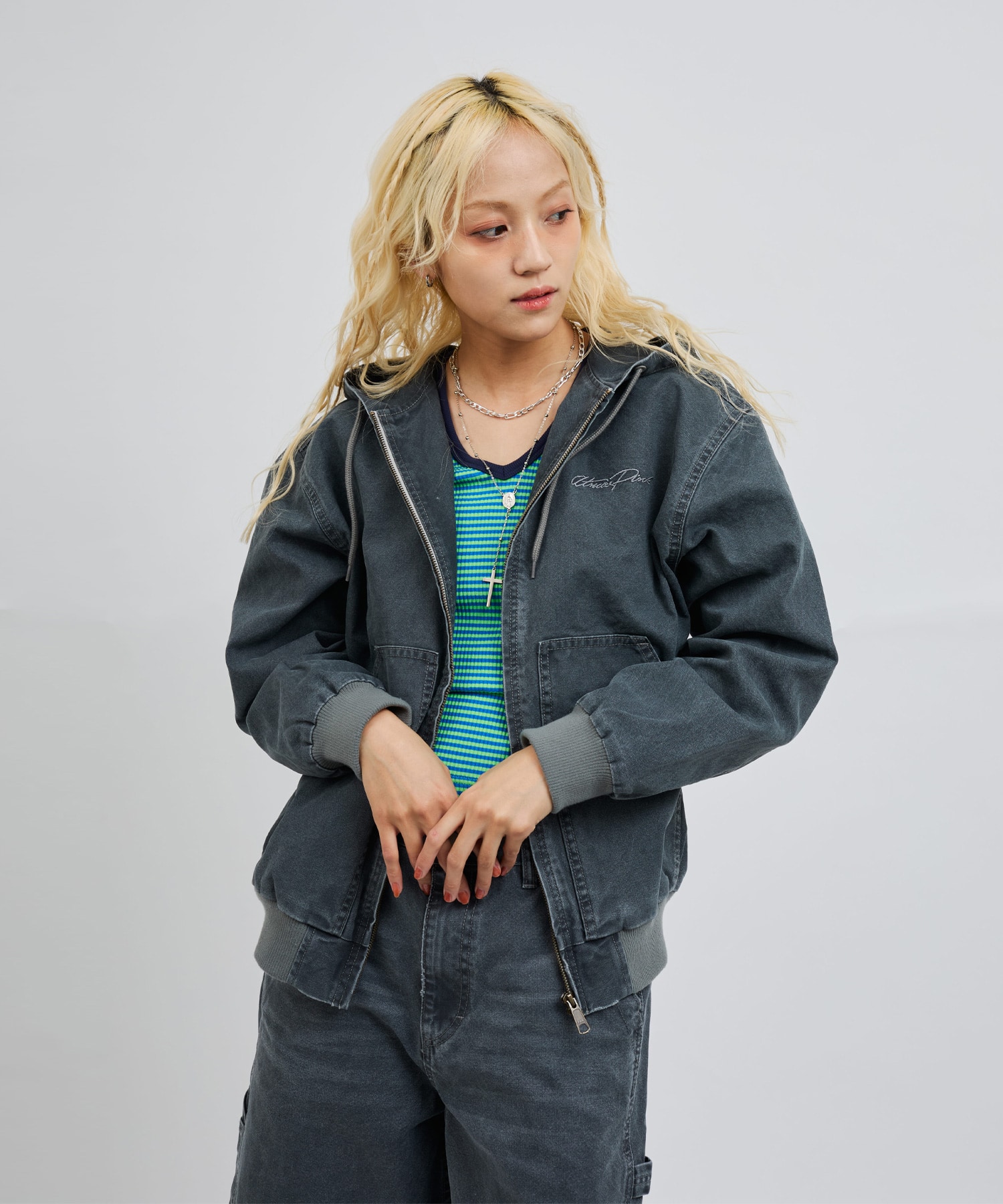 atmos pink Vintage Finish Hoodie Jacket GRAYの画像