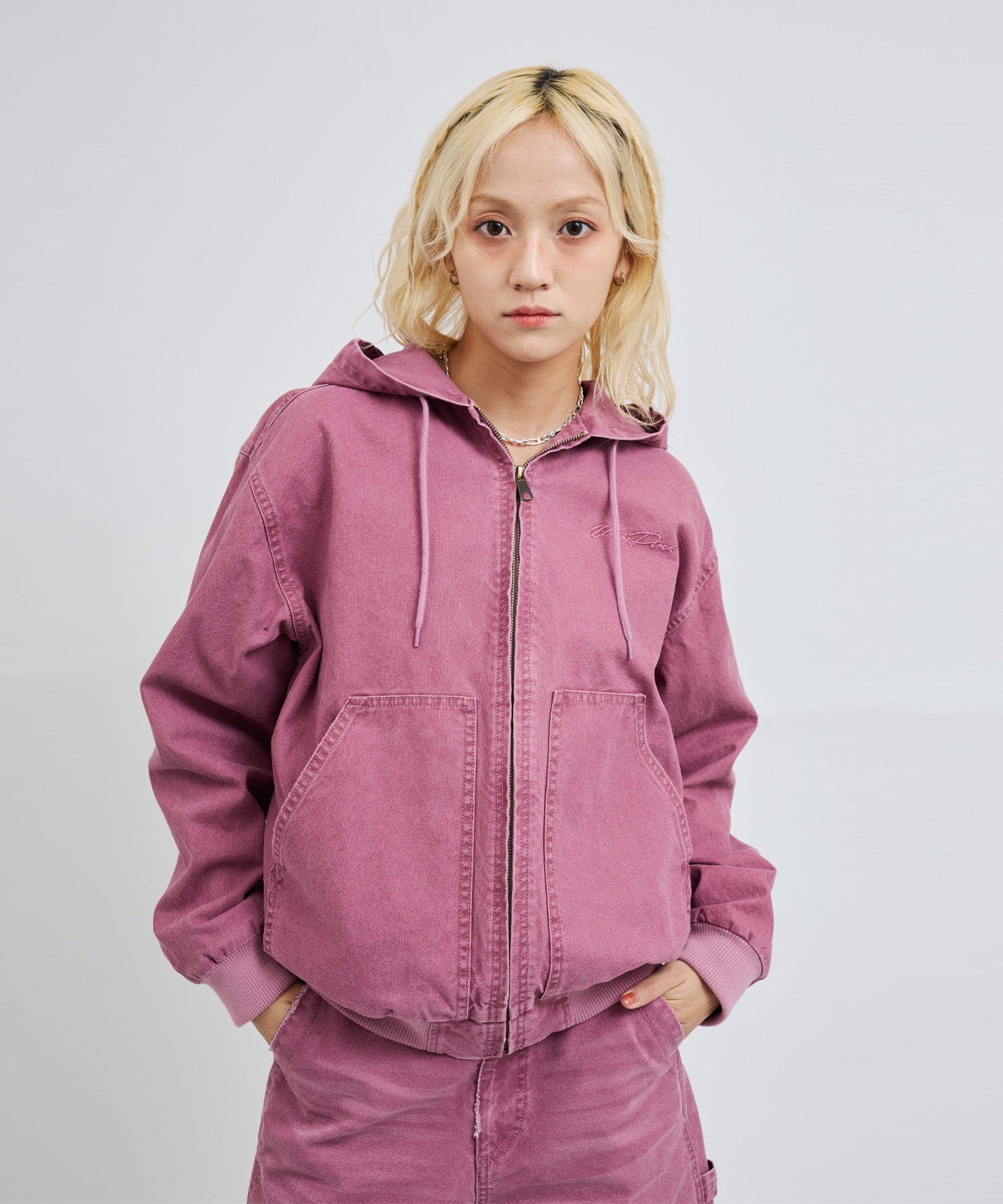 atmos pink Vintage Finish Hoodie Jacket PINKの画像