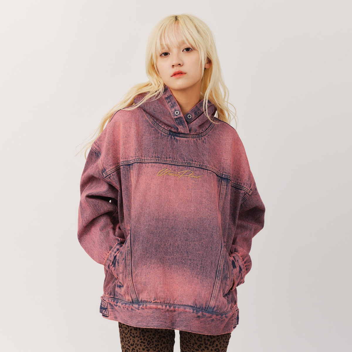 atmos pink Denim Hoodie PINKの画像